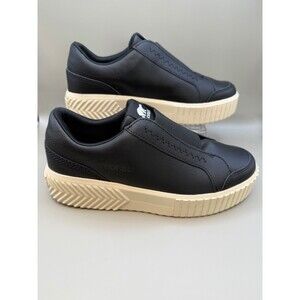 Sorel ONA AVE Womens Black Leather Platform Size 9.5 Slip-On Sneaker 2131741